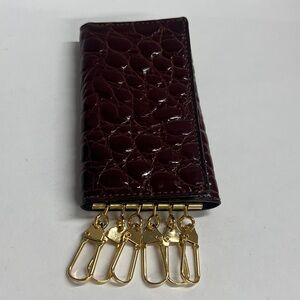 Julian Burgundy Croc Embossed Patent Leather 6 Key Holder